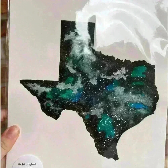 Original 8x10 Texas galaxy watercolor painting - signed - Picture 3 of 3